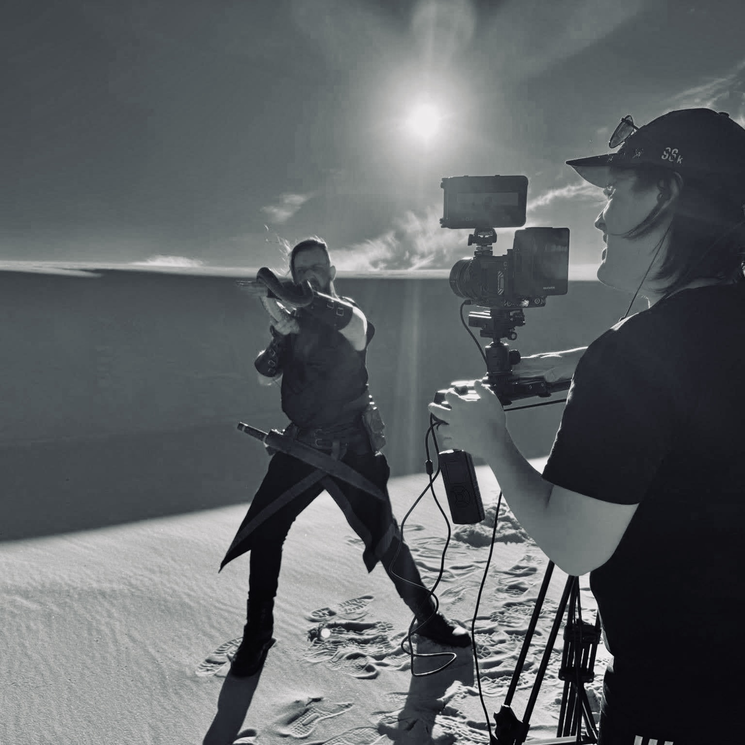 Gregoroth on set — Evocatus Beach Shoot